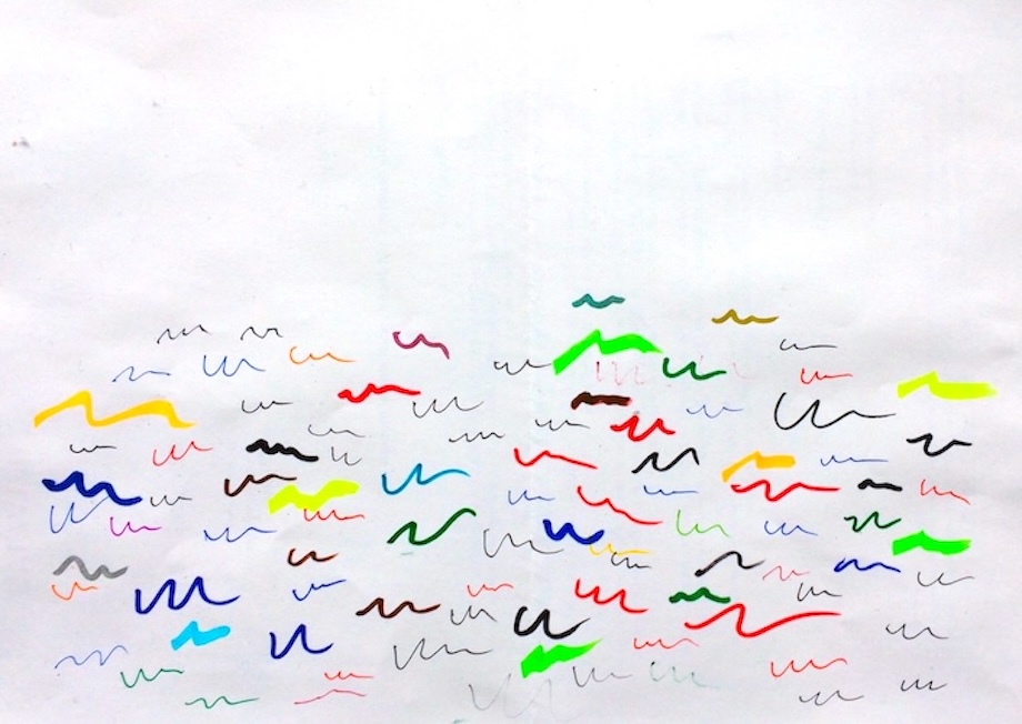 wortmeer: farbige kurze linien auf einem blatt papier